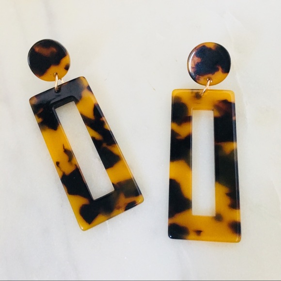 LYB Jewelry - Tortoise Pendant Earrings Rectangular